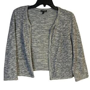 Express Open Front Long Sleeve Heather Gray Knit Cardigan Sweater Small Academia